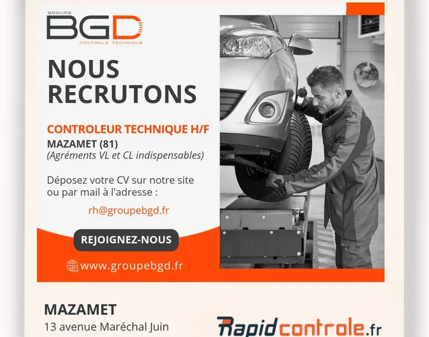 offre d emploi controleur technique mazamet