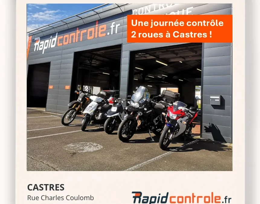 motos devant centre de controle technique Rapidcontrole Castres