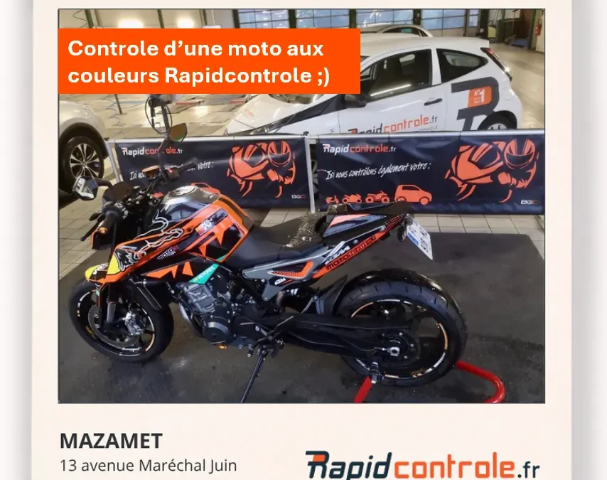 controle technique moto à mazamet, vehicule dans la zone de controle